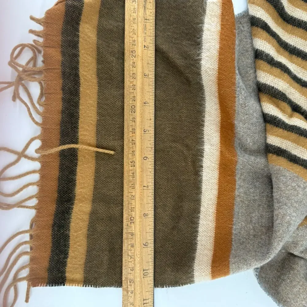 V.FRAAS CASHMINK Scarf Striped Brown Beige 53x10.5